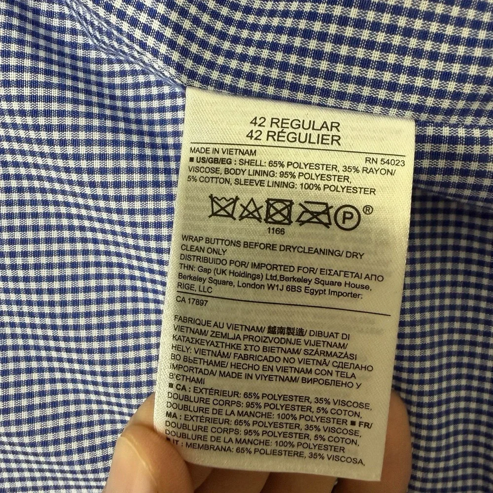 Banana Republic‎ Tailored Fit Blazer 42R Gray Sport Coat Gingham Lined